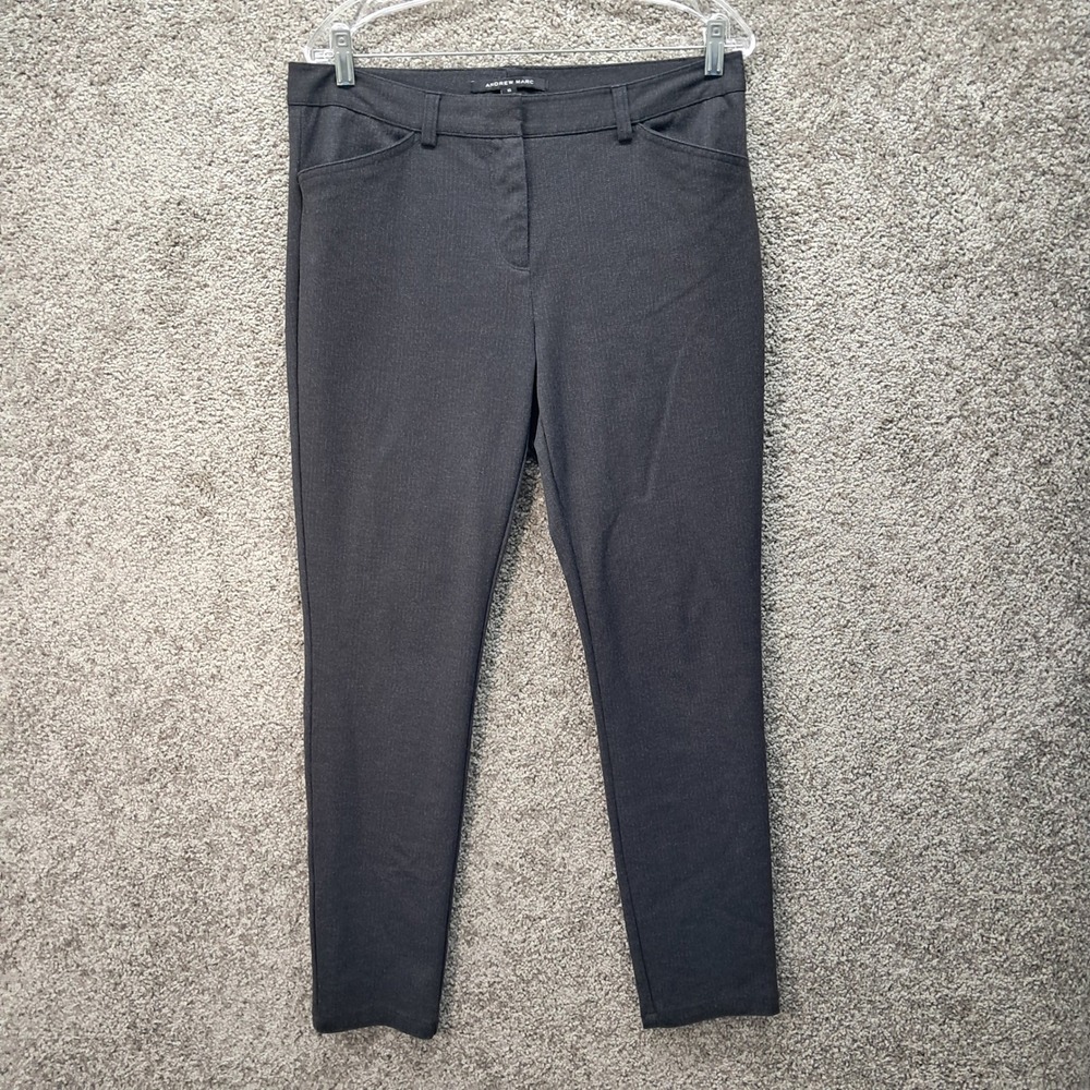 Andrew Marc Mens Slim Fit Stretch Trousers Dark Grey Dress Pants Size 34x29